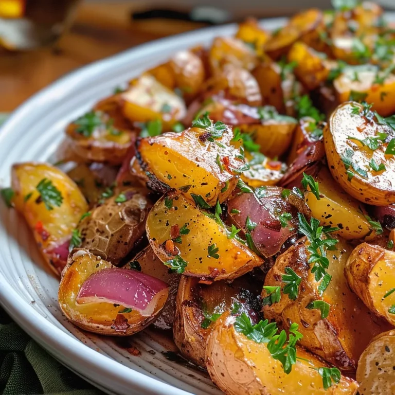 Geschichteter Kartoffelsalat mit Olivenöl und Kräutern.