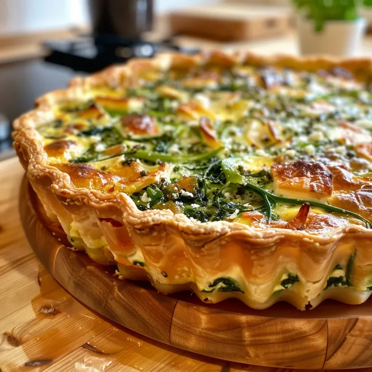 Detailaufnahme einer lecker aussehenden Quiche mit frischem Spargel und Ziegenkäse.