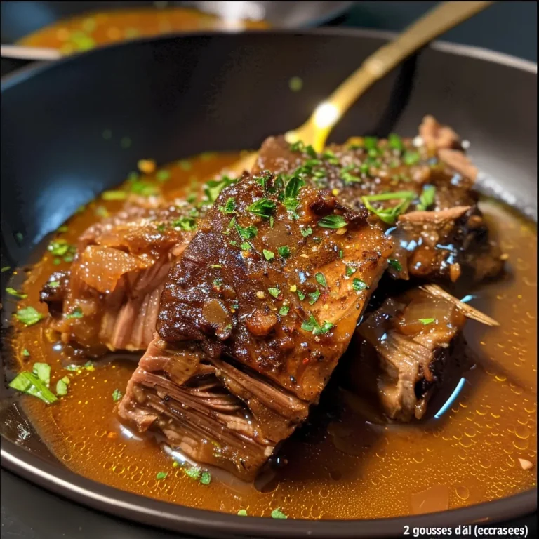 Detaillierte Ansicht von Effiloché de Bœuf, umgeben von köstlicher Sauce.