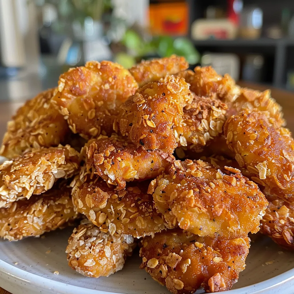 Detailaufnahme von Hähnchen Nuggets mit einer knusprigen äußeren Schicht.