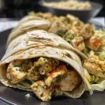 Saftige mediterrane Hähnchen-Wraps, gefüllt mit frischem Gemüse und Joghurtsauce.