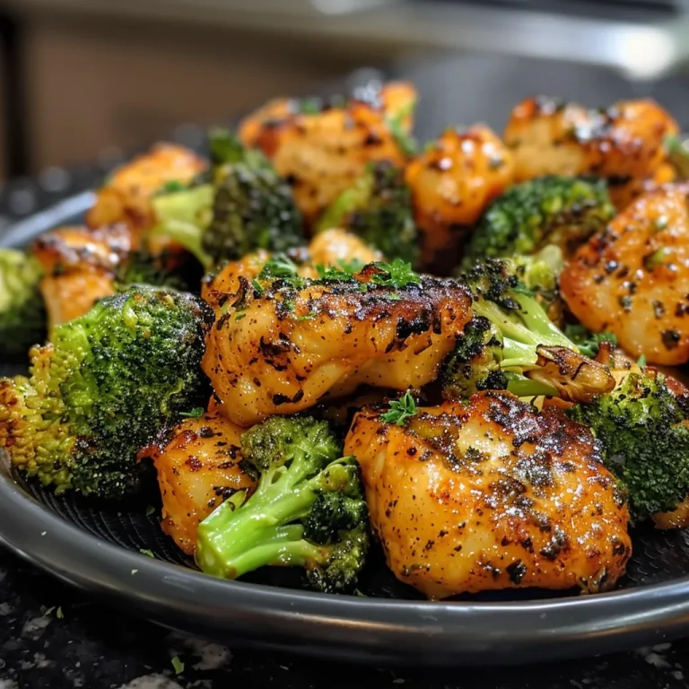 Köstlicher Brokkoli aus dem Airfryer: Knoblauch und Zitrone vereint Nahaufnahme von knusprigem Brokkoli, der im Airfryer zubereitet wurde, mit Knoblauch und Zitronenscheiben.