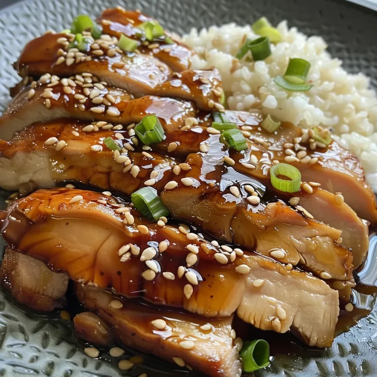 Nahaufnahme von saftigem Hühnchen Teriyaki mit Brokkoli und Reis.