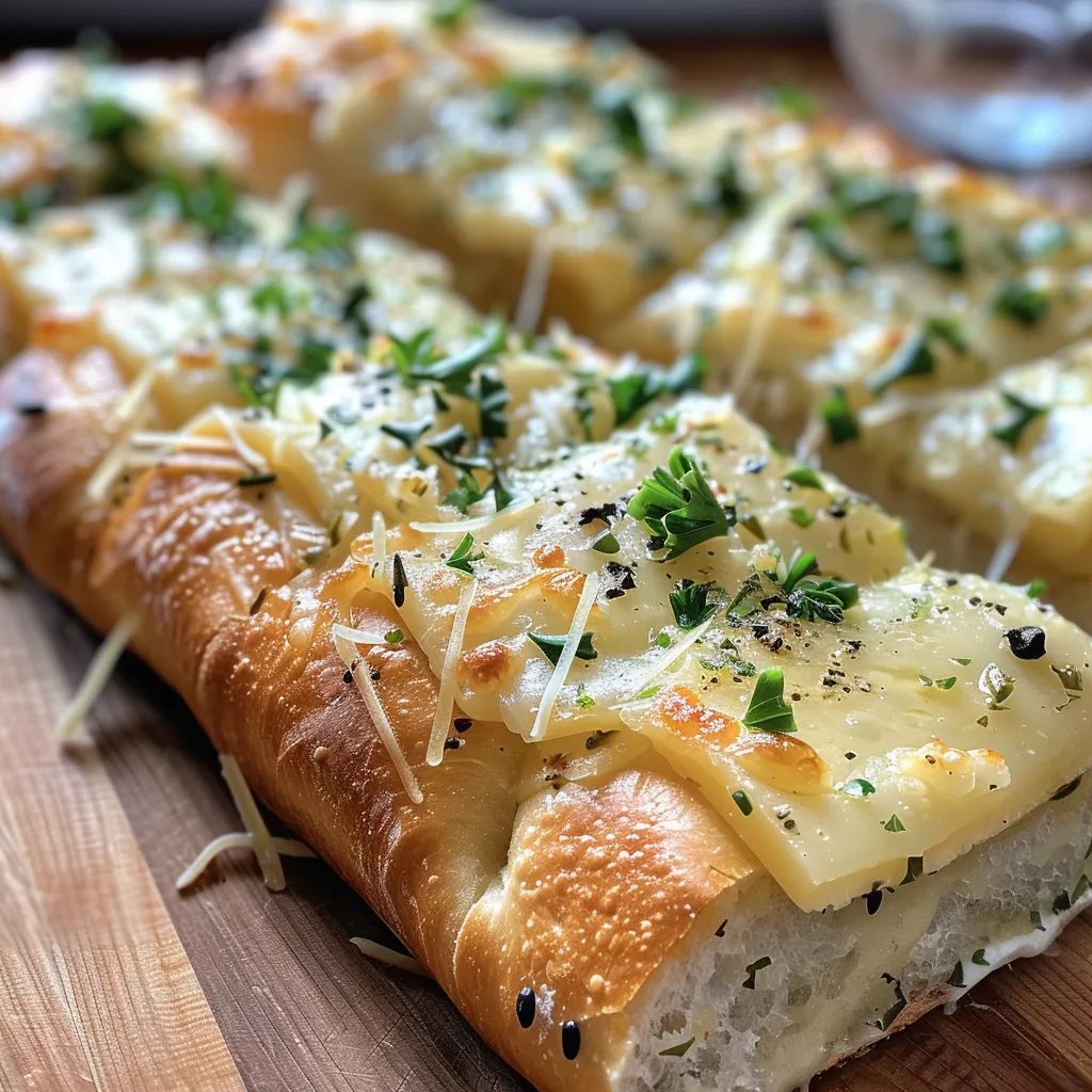 Detailaufnahme eines Maiskolbens mit Käse und Knoblauchbutter.