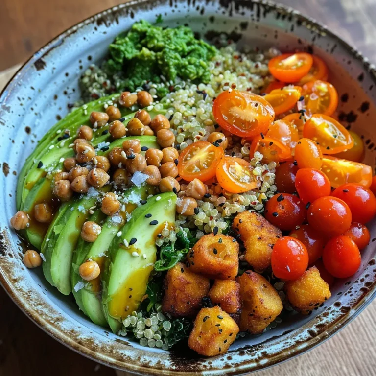 Gesunde Kichererbsen-Bowl: Genussvoll und Einfach Zubereitet Nahaufnahme einer Kichererbsen-Bowl mit frischen Zutaten.