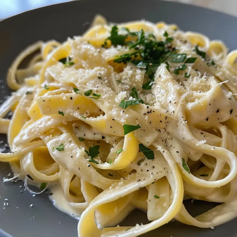 Nahaufnahme von Knoblauchbutter-Zitronen-Garnelen-Pasta in einer Schüssel.