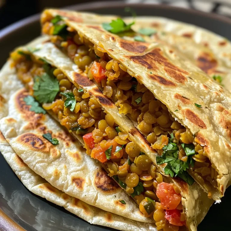 Nahaufnahme von saftigen Linsen Wraps mit frischen Zutaten.