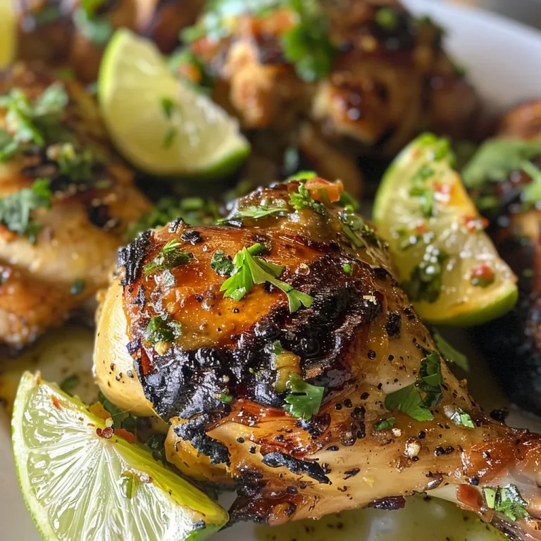 Sabor y Frescura: Pollo a la Parrilla con Salsa de Durazno Nahaufnahme von gegrilltem Hühnchen mit Pfirsichsalsa.