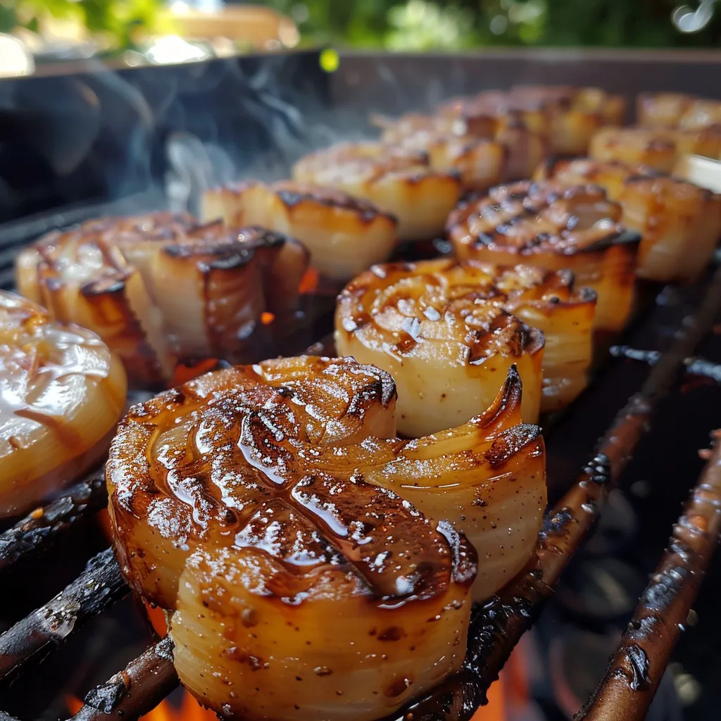 Saftige Riesengarnelen in der Seitenansicht, frisch vom Grill.