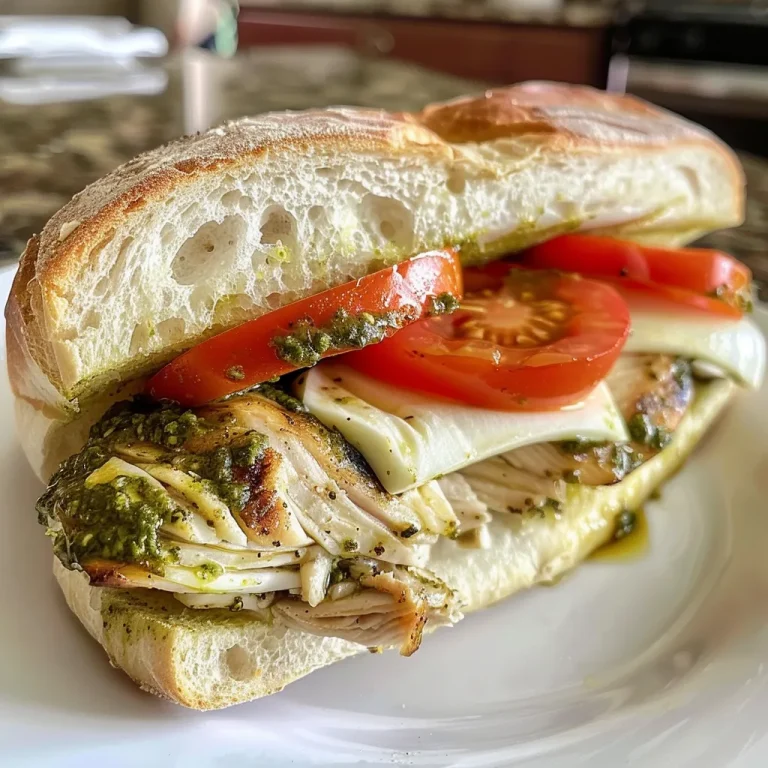 Saftiges Sándwich de Pollo Pesto mit frisch geschnittenen Zutaten.