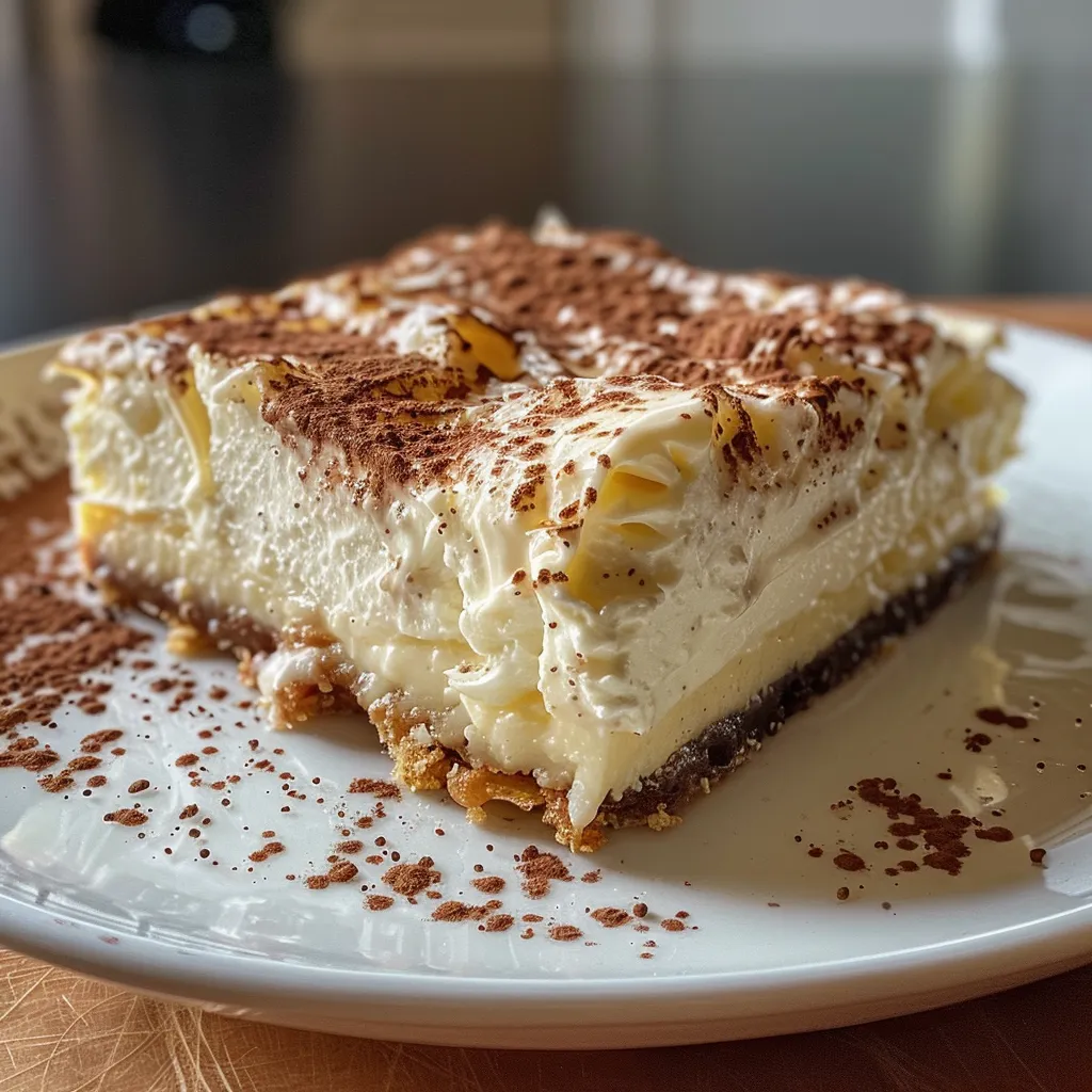 Seiteansicht einer cremigen Kokoscreme mit Kokosraspeln.