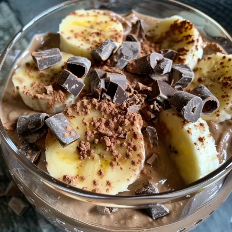 Genussvolle Schoko-Bananen-Creme für entspannte Momente Nahaufnahme von Schoko-Bananen-Creme in einer Schüssel.