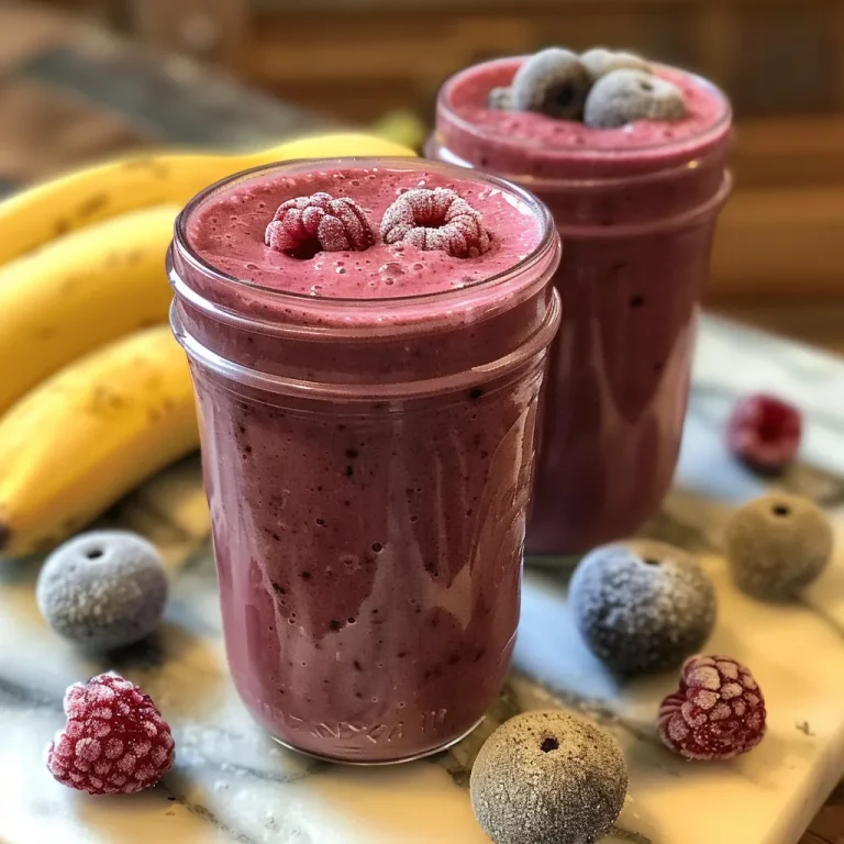 Nahaufnahme eines Bechers mit buntem Mixed Berry Smoothie.