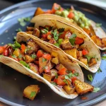 Nahaufnahme einer Süßkartoffel Taco Schüssel mit frischen Zutaten.