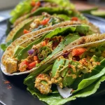 Nahaufnahme eines veganen Gemüse-Wraps, gefüllt mit Kichererbsen, Avocado und buntem Gemüse.