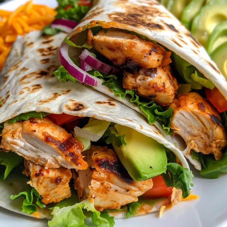 Saftiger BBQ-Hühnchen-Wrap mit frischen Zutaten.