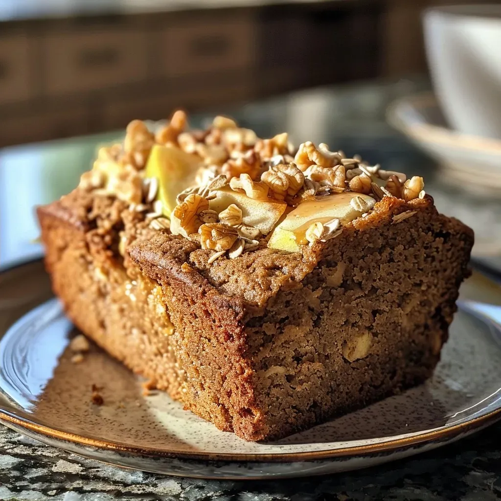 Close-up view of Maple and Apple Cider Oatmeal Bread showcasing its moist texture and golden crust.