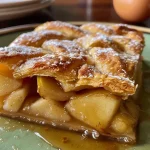 ['Close-up of golden-brown maple apple turnovers with a flaky crust.', 'Side view of apple turnovers filled with diced apples and maple syrup.', 'Juicy maple apple turnovers displayed on a wooden surface, glistening with glaze.', 'Freshly baked turnovers showcasing a crispy pastry and apple filling.']