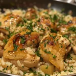 ['Close-up view of juicy maple chicken served over rice.', 'Side view of a plate featuring maple chicken and rice.', 'Delicious maple-flavored chicken dish with rice in focus.', 'Appetizing presentation of chicken and rice drizzled with maple syrup.']