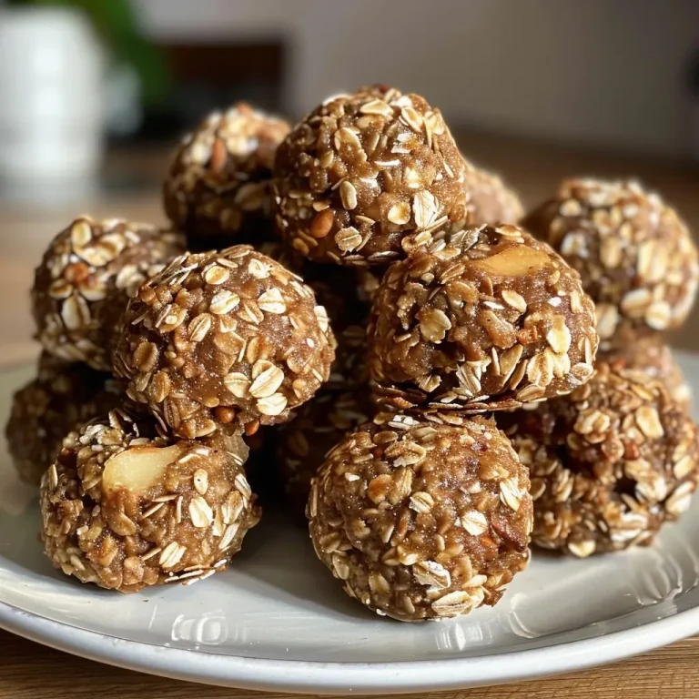 ['Close-up view of apple cinnamon cookie energy bites on a wooden surface.', 'Side view of delicious energy bites made with oats and grated apple, sprinkled with cinnamon.', 'Juicy apple cinnamon energy bites displayed in a small bowl, showcasing their texture.', 'A cluster of apple cinnamon cookie energy bites highlighting their gooey appearance and ingredients.']