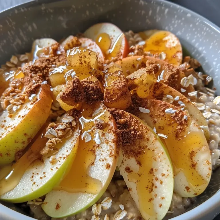['Close-up view of a bowl of apple cinnamon oatmeal with bright apple pieces.', 'Side view of hearty oatmeal topped with cinnamon and fresh apple slices.', 'Delicious apple cinnamon oatmeal in a bowl, showing texture and ingredients.', 'Warm oatmeal featuring apple pieces and a sprinkle of cinnamon, captured on a table.']