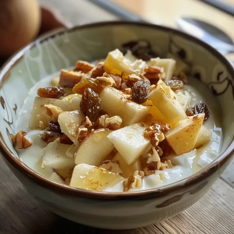 ['Close-up view of a yogurt bowl topped with diced apples, raisins, and nuts.', 'Side shot of a delicious apple cinnamon yogurt bowl garnished with spices and fruits.', 'Juicy yogurt bowl filled with diced apples and a sprinkle of cinnamon, featuring nuts on top.', 'Colorful yogurt bowl showcasing a mix of apples, golden raisins, and walnuts.']