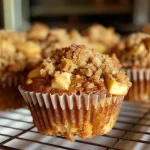 ['A close-up side view of freshly baked apple cinnamon muffins with a golden-brown top.', 'Juicy, warm apple cinnamon muffins displayed on a wooden surface, showcasing their fluffy texture.', 'A detailed view of apple cinnamon muffins highlighting the chunks of apple peeking through the crust.', 'Deliciously baked apple cinnamon muffins with a sprinkle of cinnamon sugar on top, ready to enjoy.']