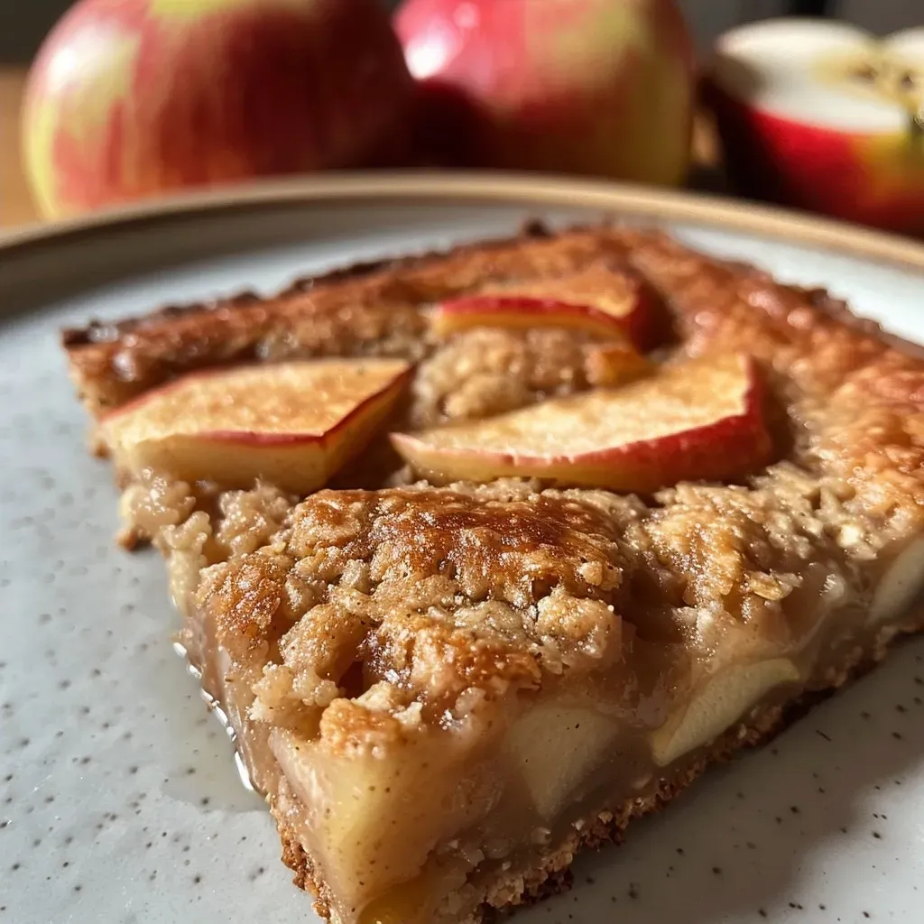 Close-up of apple cinnamon protein pancakes stacked on a plate.