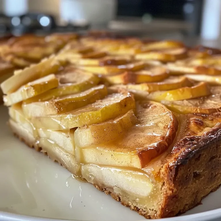 ['Close-up view of apple pie bars with a golden crust and apple filling.', 'Side view of freshly baked apple pie bars arranged on a plate.', 'Juicy apple pie bars showing layers of apples and spices on a wooden surface.', 'Delicious slice of apple pie bars topped with cinnamon, served on a white dish.']