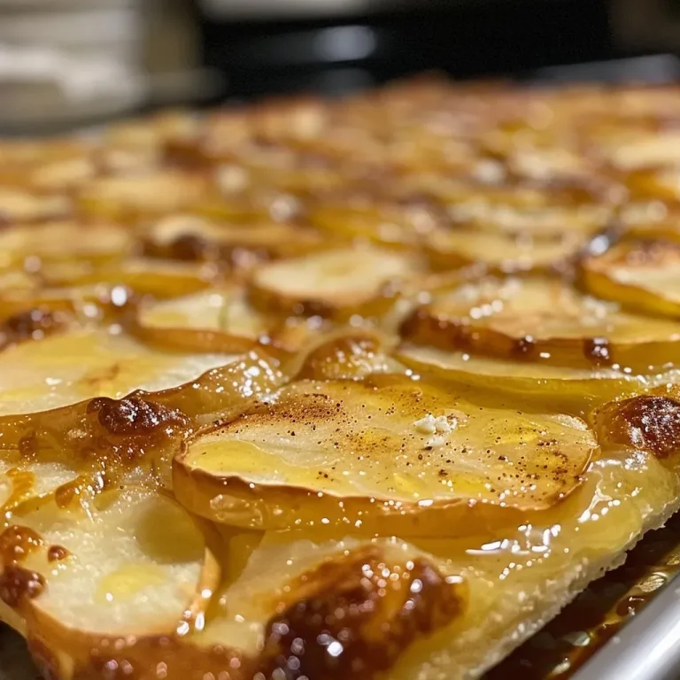 ['Close-up view of a slice of Apple Pizza showcasing thinly sliced apples on a golden crust.', 'Side view of deliciously baked Apple Pizza with a glossy finish and cinnamon topping.', 'Detailed image of a freshly made Apple Pizza topped with Honeycrisp apples and a sprinkle of powdered sugar.', 'Juicy and inviting Apple Pizza slice with visible layers of apples and buttery crust.']