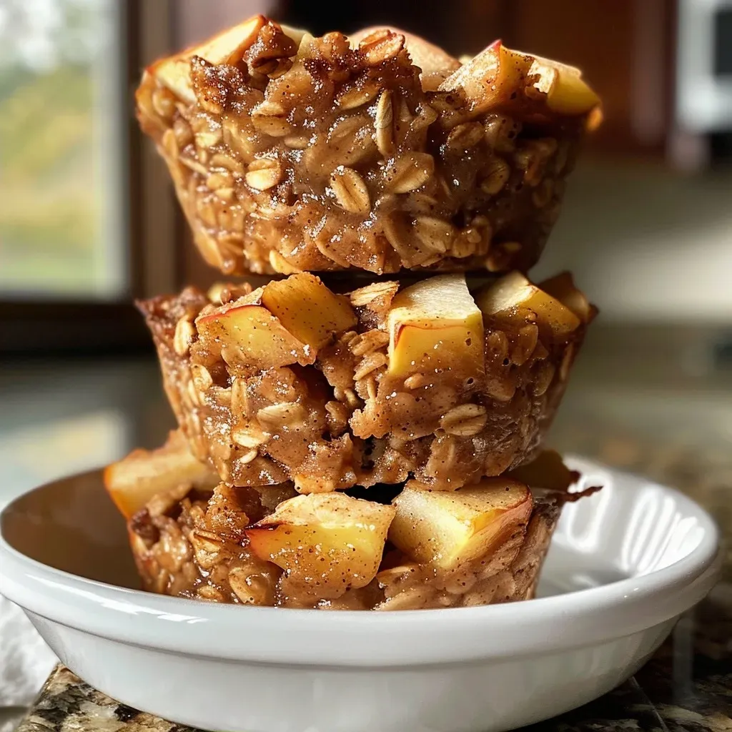 Close-up of baked oatmeal cups with a golden brown top and fruit toppings.