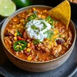 ['Close-up view of a bowl of white chicken chili topped with cheese and cilantro.', 'Juicy white chicken chili garnished with jalapenos and Greek yogurt in a rustic bowl.', 'Side view of a vibrant chicken chili featuring beans, corn, and fresh lime.', 'Delicious stovetop white chicken chili served with tortilla chips and lime wedges.']