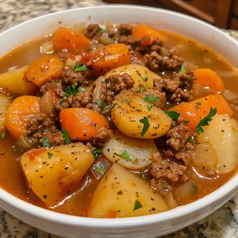 ['Close-up view of a hearty poor man’s stew in a bowl, featuring ground beef, carrots, and potatoes.', 'Side view of a steaming pot filled with Eintopf, showcasing colorful ingredients like diced tomatoes and carrots.', 'Delicious slow cooker stew with chunks of beef and vegetables, presented in a rustic bowl.', 'Close-up photo highlighting the ingredients of a budget-friendly stew with a rich broth and vibrant vegetables.']