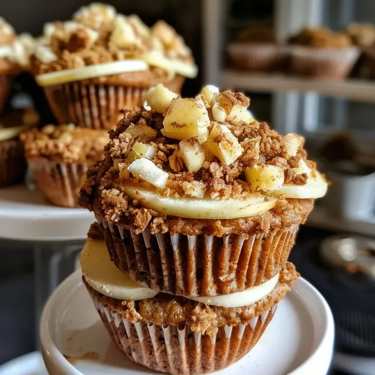['Close-up view of golden brown apple cinnamon muffins with a fluffy texture.', 'Side view of healthy apple cinnamon muffins topped with a sprinkle of cinnamon.', 'Deliciously fluffy Greek yogurt muffins with diced green apples visible.', 'Juicy apple cinnamon muffins arranged on a white plate, showcasing their golden crust.']