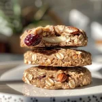 ['Close-up of healthy harvest cookies with oats and dried fruits.', 'Side view of golden brown cookies loaded with raisins and cranberries.', 'Juicy, nutritious cookies made with whole wheat flour and coconut.', 'Freshly baked cookies showcasing a mix of nuts and dried fruits.']