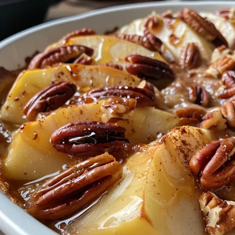 ['Close-up view of baked apples filled with nuts and spices.', 'Juicy stuffed baked apples with a golden glaze and pecans.', 'Side view of healthy baked apples topped with melted butter and cinnamon.', 'Freshly baked apples with a rich filling displayed on a wooden table.']