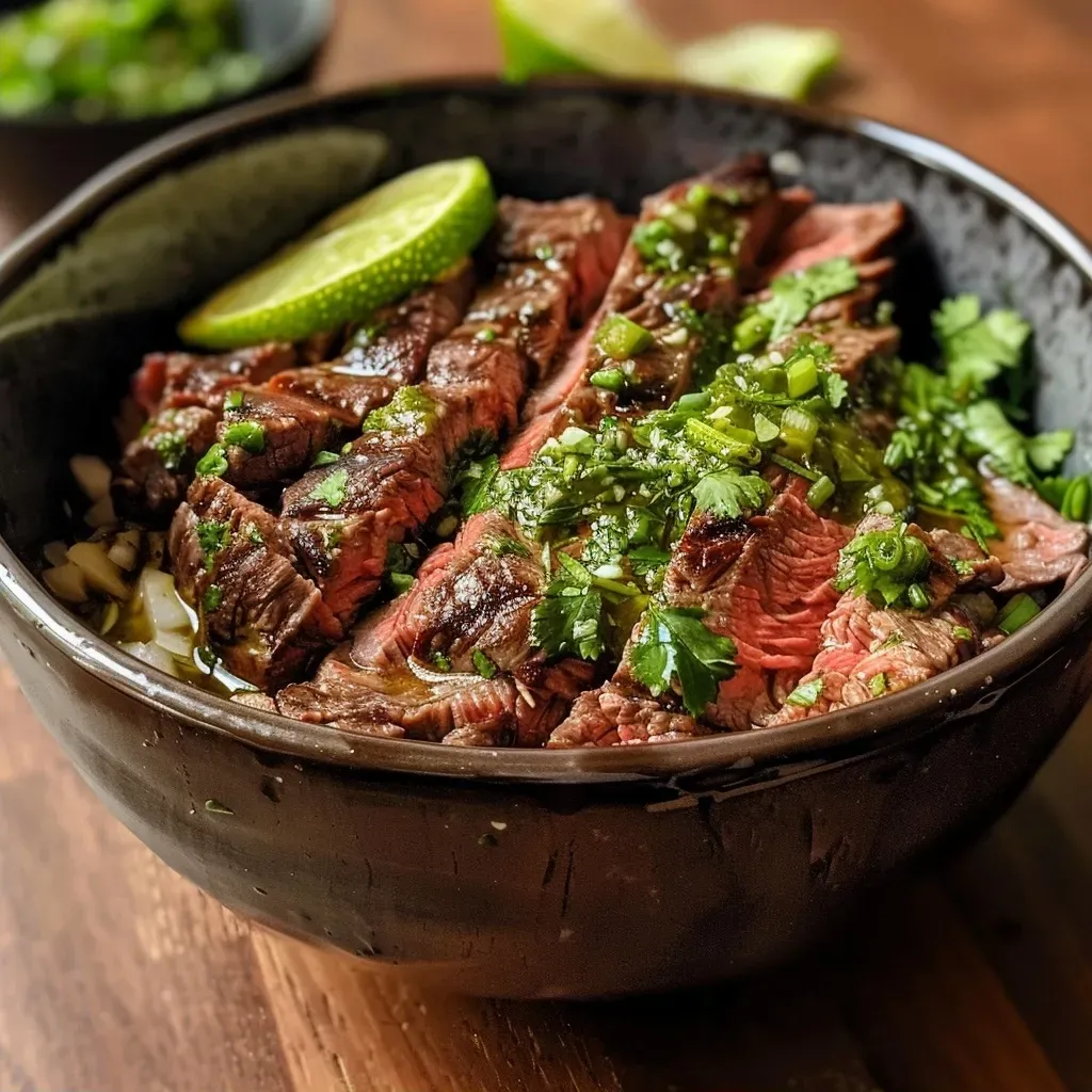 ['Close-up view of a healthy steak bowl featuring cooked steak and colorful vegetables.', 'Side view of a vibrant steak bowl, showcasing juicy steak and fresh ingredients.', 'Detailed image of a nutritious steak bowl, highlighting succulent steak with assorted toppings.', 'Close-up of a Gesunde steak bowl loaded with tender beef and vibrant garnishes.']
