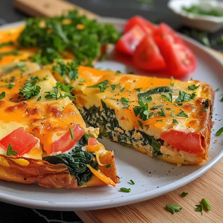 ['A close-up view of a high-protein cottage cheese veggie bake topped with fresh parsley.', 'Side view of a golden-brown cottage cheese and vegetable casserole, garnished with herbs.', 'Juicy, savory veggie bake made with cottage cheese and colorful vegetables displayed on a plate.', 'A delicious slice of veggie bake featuring cottage cheese, spinach, and diced bell peppers.']
