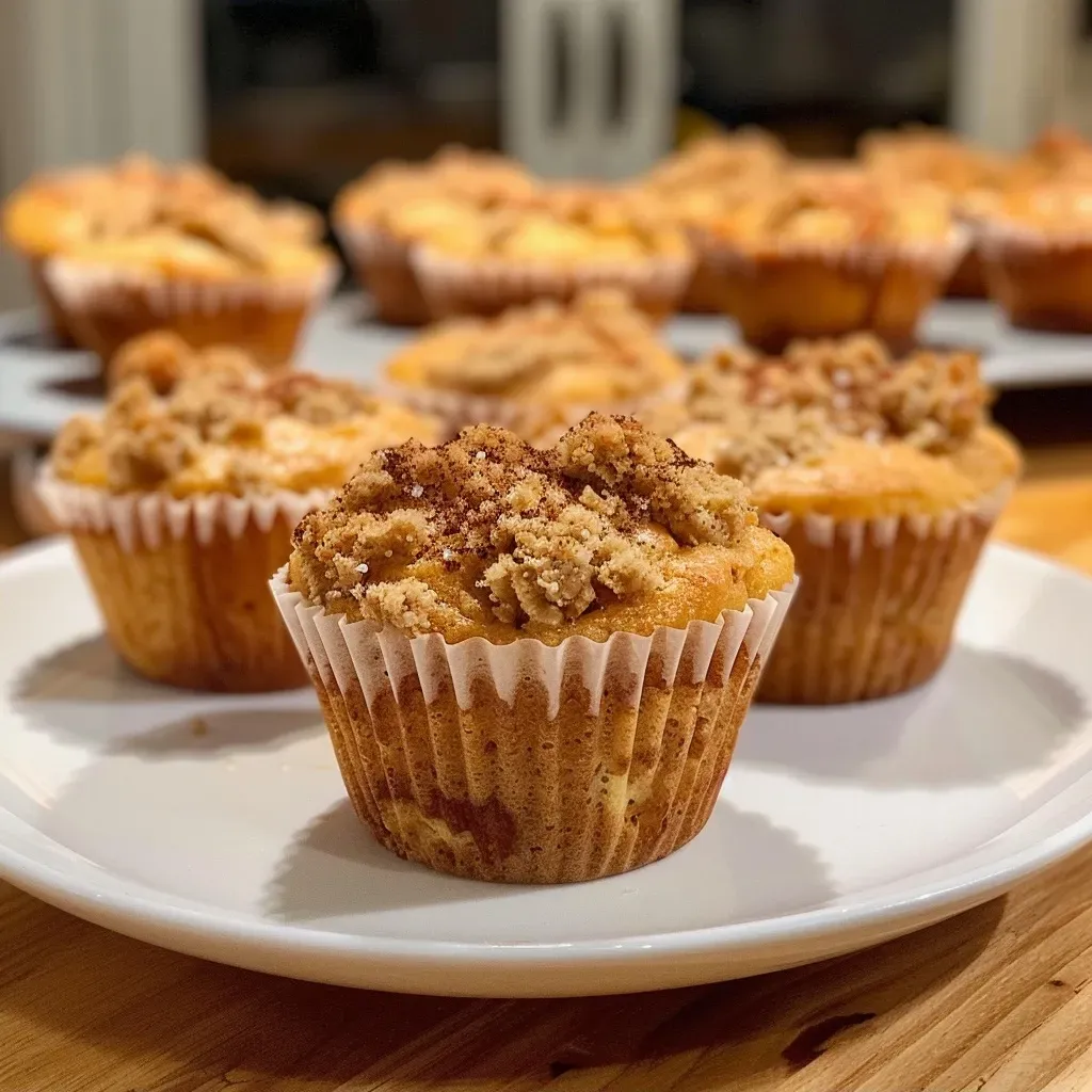 ['Close-up side view of fluffy cottage cheese muffins with chocolate chips.', 'Deliciously moist cottage cheese muffins showcasing a golden-brown texture.', 'Juicy cottage cheese muffins with a rich pumpkin and chocolate chip blend.', 'Appetizing cottage cheese muffins adorned with mini chocolate chips.']