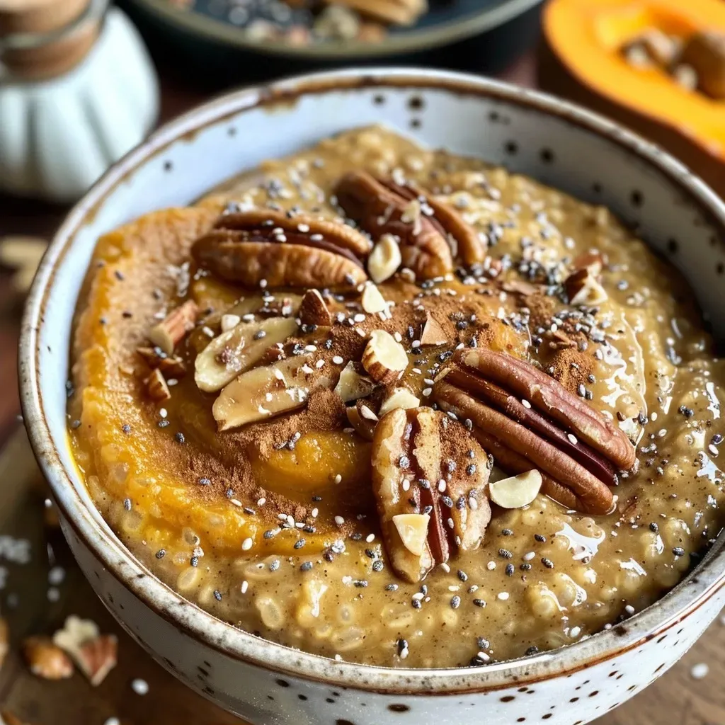 ['Close-up of creamy pumpkin chia pudding garnished with fresh fruit.', 'Side view of pumpkin chia pudding in a glass, showcasing its texture and color.', 'Delicious pumpkin chia pudding topped with whipped cream and a sprinkle of cinnamon.', 'Bowl of vibrant orange pumpkin chia pudding with chia seeds visible throughout.']