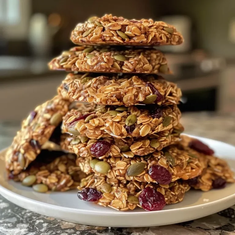 ['A close-up side view of pumpkin breakfast cookies with a golden-brown color.', 'Juicy and delicious gluten-free pumpkin breakfast cookies displayed on a plate.', 'A detailed view of freshly baked pumpkin cookies with visible chocolate chips and cranberries.', 'Side angle of pumpkin breakfast cookies showcasing their chewy texture and vibrant ingredients.']
