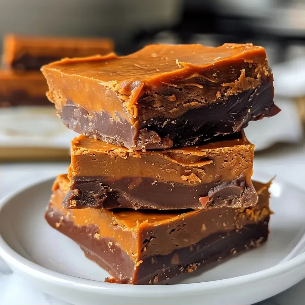 Close-up of creamy pumpkin fudge with a slice cut out, showcasing its smooth texture.