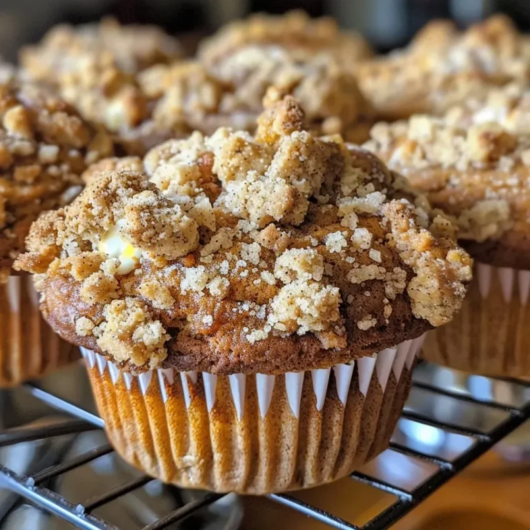 ['Close-up side view of freshly baked pumpkin streusel muffins with a golden brown top.', 'Side perspective of warm Kürbis Streusel Muffins showcasing crumbly streusel topping.', 'Detailed shot of pumpkin muffins featuring a textured streusel crust and rich color.', 'Appetizing side view of pumpkin muffins with a sprinkle of cinnamon streusel on top.']