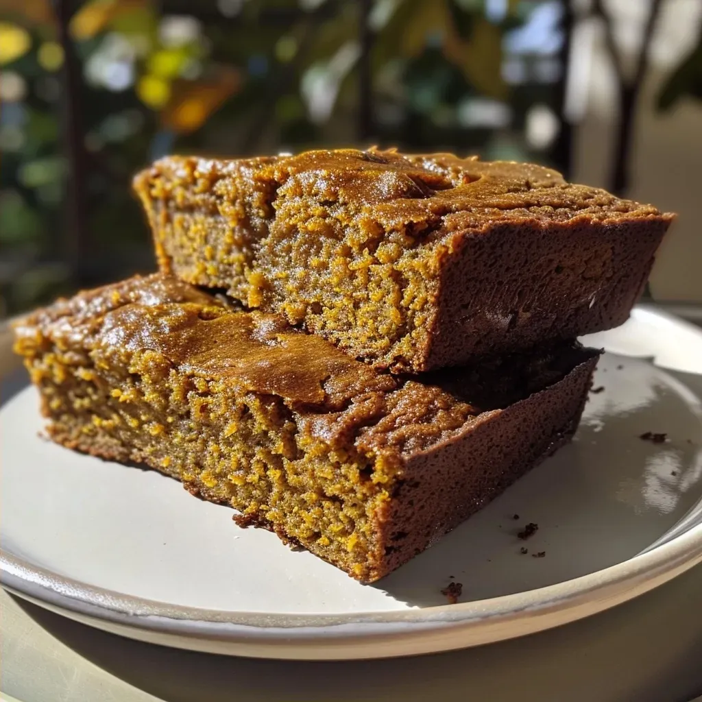 ['Close-up side view of a slice of pumpkin bread showcasing its moist texture and spices.', 'Detailed image of a loaf of pumpkin bread with a golden crust and visible pumpkin pieces.', 'Slice of pumpkin bread captured in profile, highlighting its rich, orange interior and crumb.', 'Side angle view of freshly baked pumpkin bread displaying a soft, fluffy texture.']
