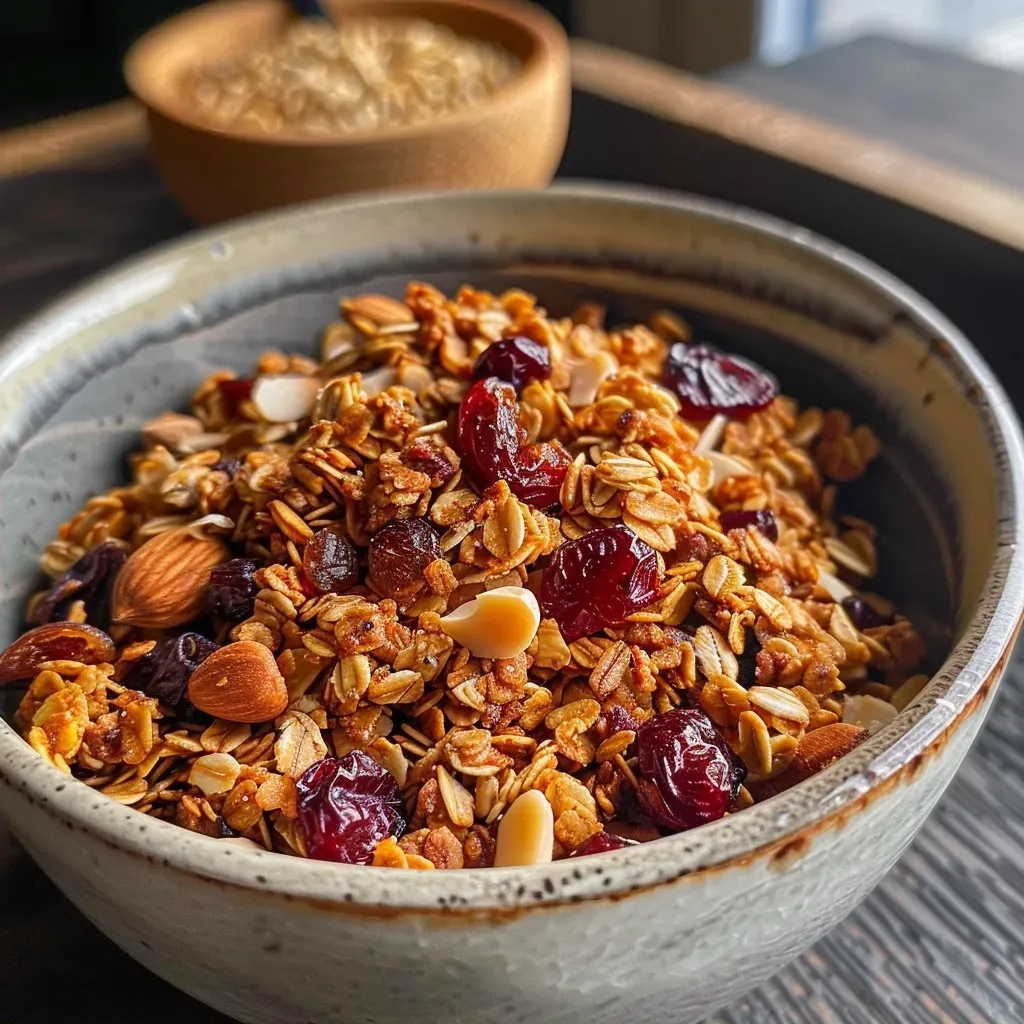 Close-up of pumpkin spice granola bars showing ingredients and texture.