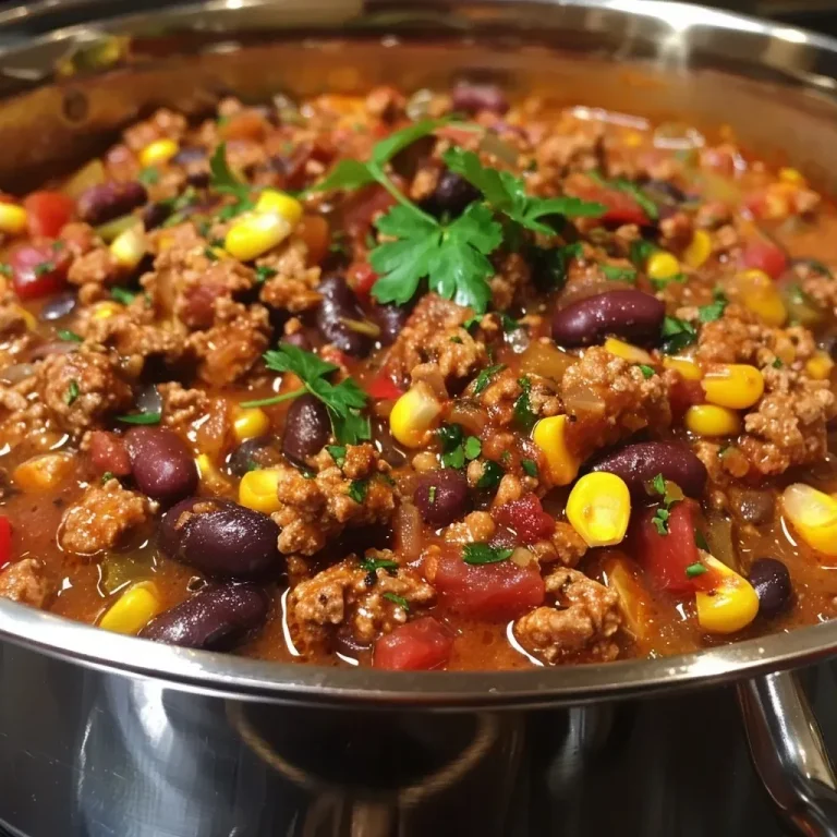 ['A close-up side view of juicy turkey chili in a slow cooker.', 'Slow cooker turkey chili featuring ground turkey, beans, and vibrant spices.', 'A bowl of hearty turkey chili showing colorful ingredients and a rich texture.', 'Close-up shot of creamy turkey chili with visible beans and spices.']