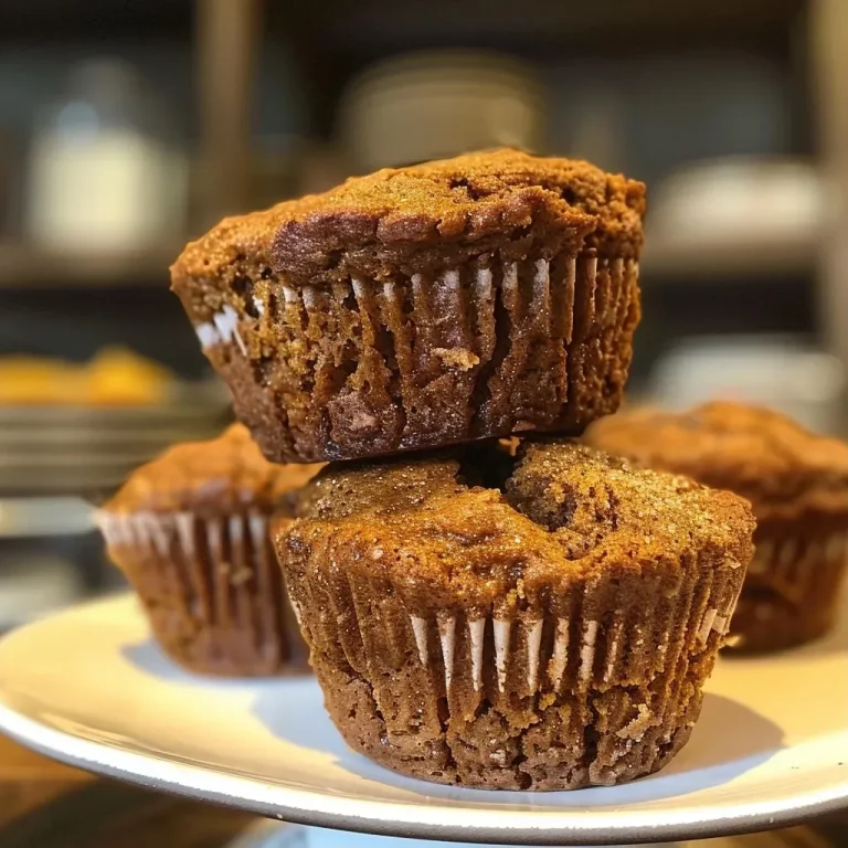 ['Close-up view of a moist flourless pumpkin muffin topped with chocolate chips.', 'Side view of a pumpkin muffin showcasing its rich texture and color.', 'Delicious flourless pumpkin muffin with a golden-brown crust and chocolate chips.', 'Juicy pumpkin muffin on a rustic wooden surface, highlighting its fluffy interior.']