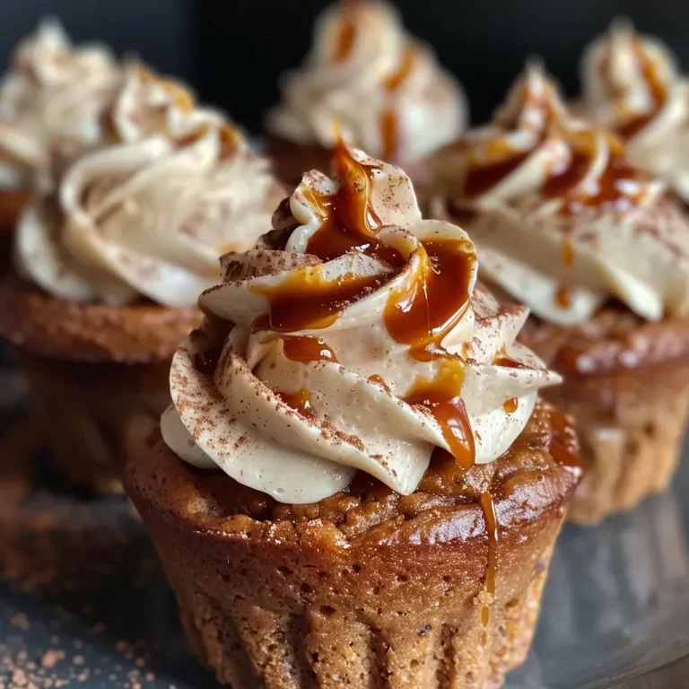['Close-up side view of mini pumpkin cakes topped with caramel buttercream frosting.', 'Mini pumpkin cakes with caramel buttercream, showcasing their rich texture and color.', 'Delicious mini pumpkin cakes viewed from the side, featuring a creamy caramel frosting.', 'Side profile of mini pumpkin cakes adorned with a swirl of caramel buttercream.']