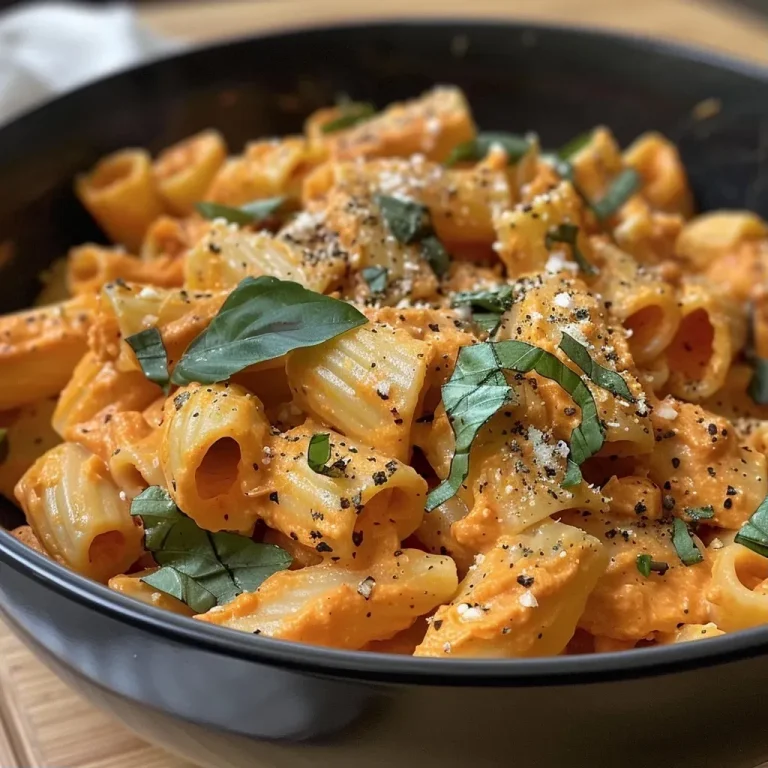 ['Close-up view of sweet potato ricotta pasta, showcasing creamy sauce and colorful ingredients.', 'Side angle of a bowl filled with sweet potato ricotta pasta topped with basil and parmesan.', 'A vibrant dish of sweet potato ricotta pasta garnished with red pepper flakes and herbs.', 'Detailed image of creamy sweet potato pasta with a mix of herbs and seasonings visible.']