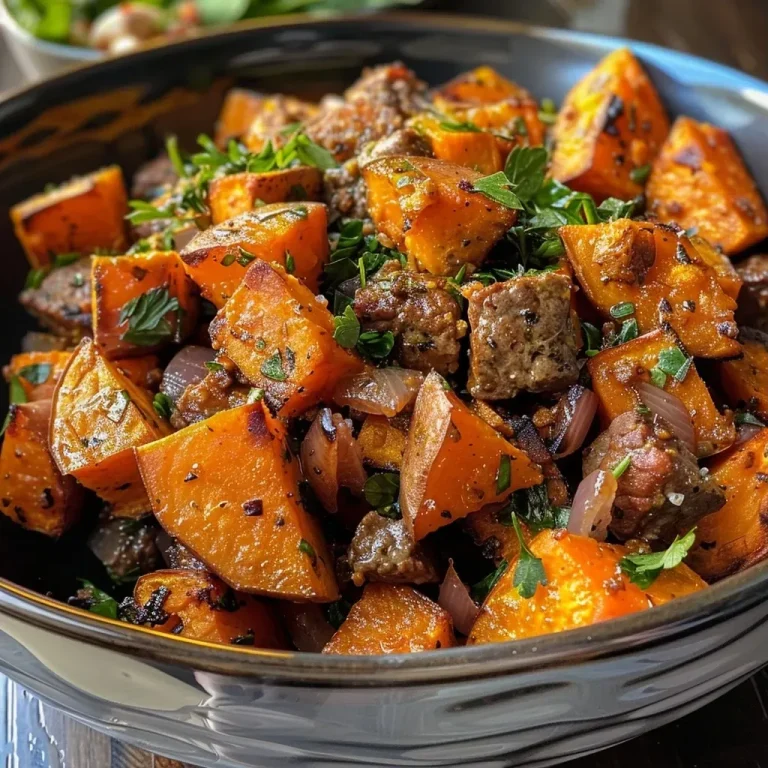 ['A close-up view of a Sweet Potato Beef Bowl with colorful ingredients.', 'Side view of a hearty Sweet Potato Beef Bowl featuring ground beef and sweet potatoes.', 'Juicy Sweet Potato Beef Bowl with vibrant vegetables and spices in a bowl.', 'Delicious Sweet Potato Beef Bowl showcasing seasoned beef and garnished with spinach.']